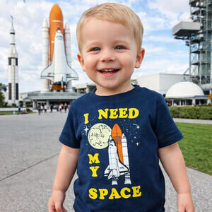 Ripple Junction Boy's "I Need My Space" T-Shirt Navy Blue Shuttle Moon Size 2T